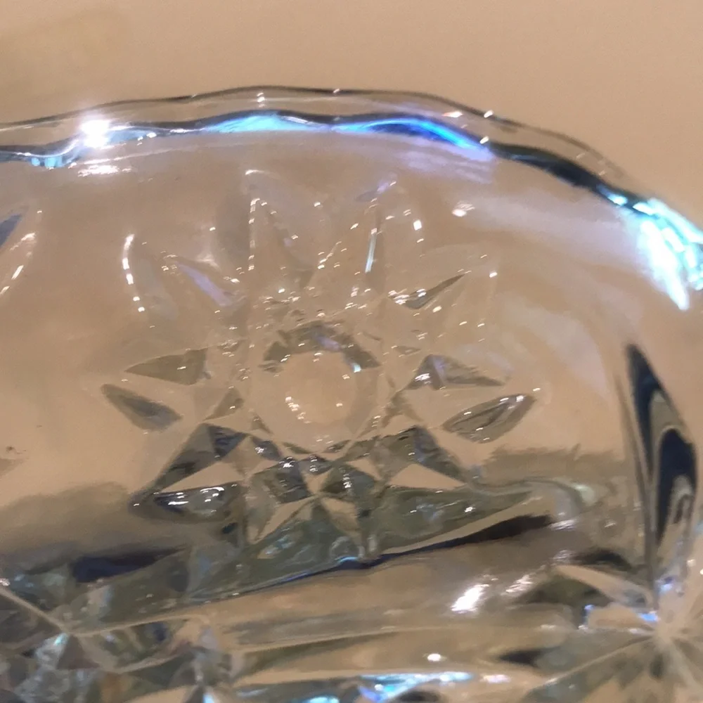 Oval Clear Crystal Glass Divided Candy Nut Relish  Serving Dish